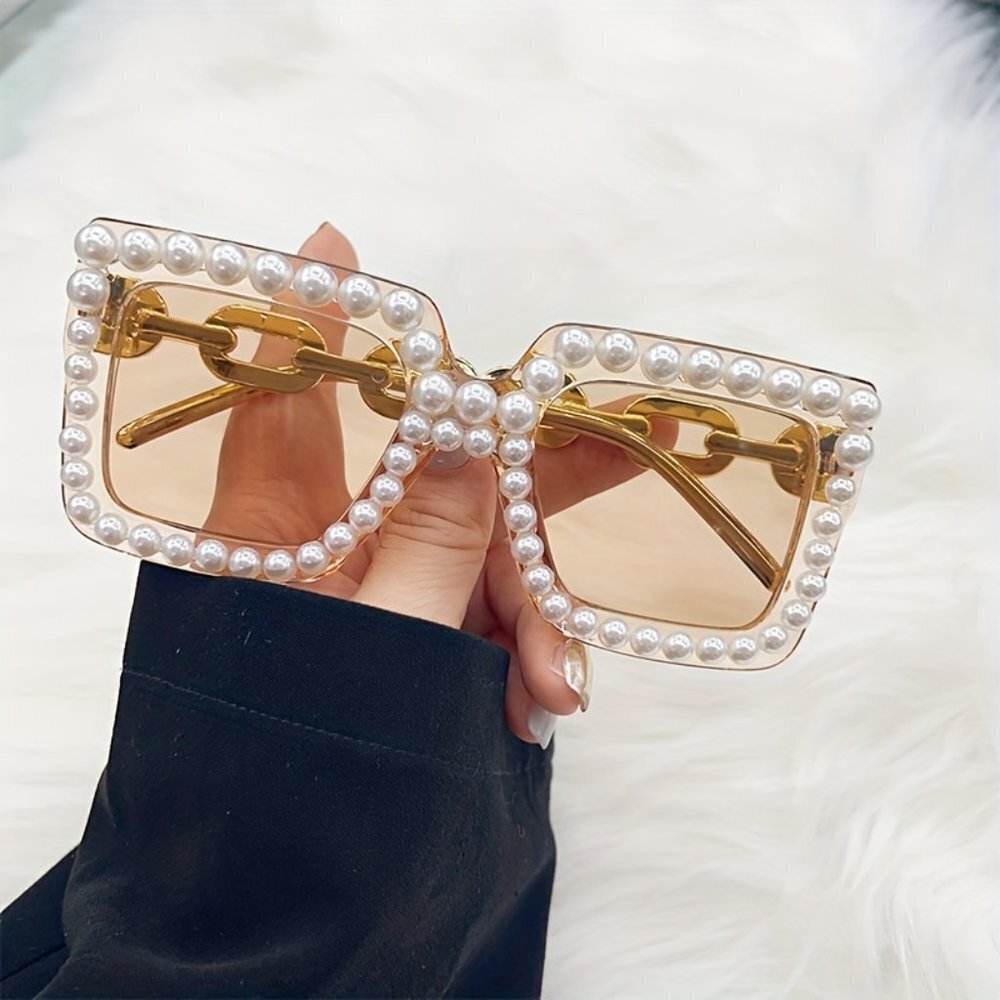Travel Passions - Golden Champagne Pearl Rimmed Sunglasses